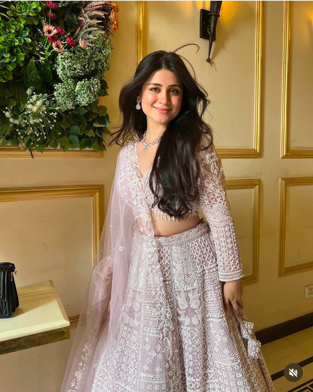 Light Pink Glamorous Net Lehenga Set with Resham & Sequins Work