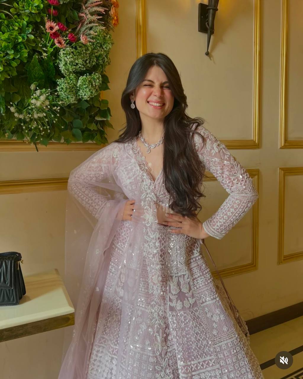 Light Pink Glamorous Net Lehenga Set with Resham & Sequins Work