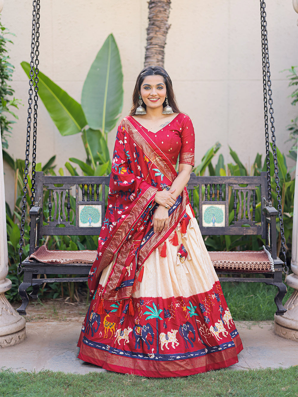 Maroon Color Printed With Foil Work Dola Silk Lehenga Choli