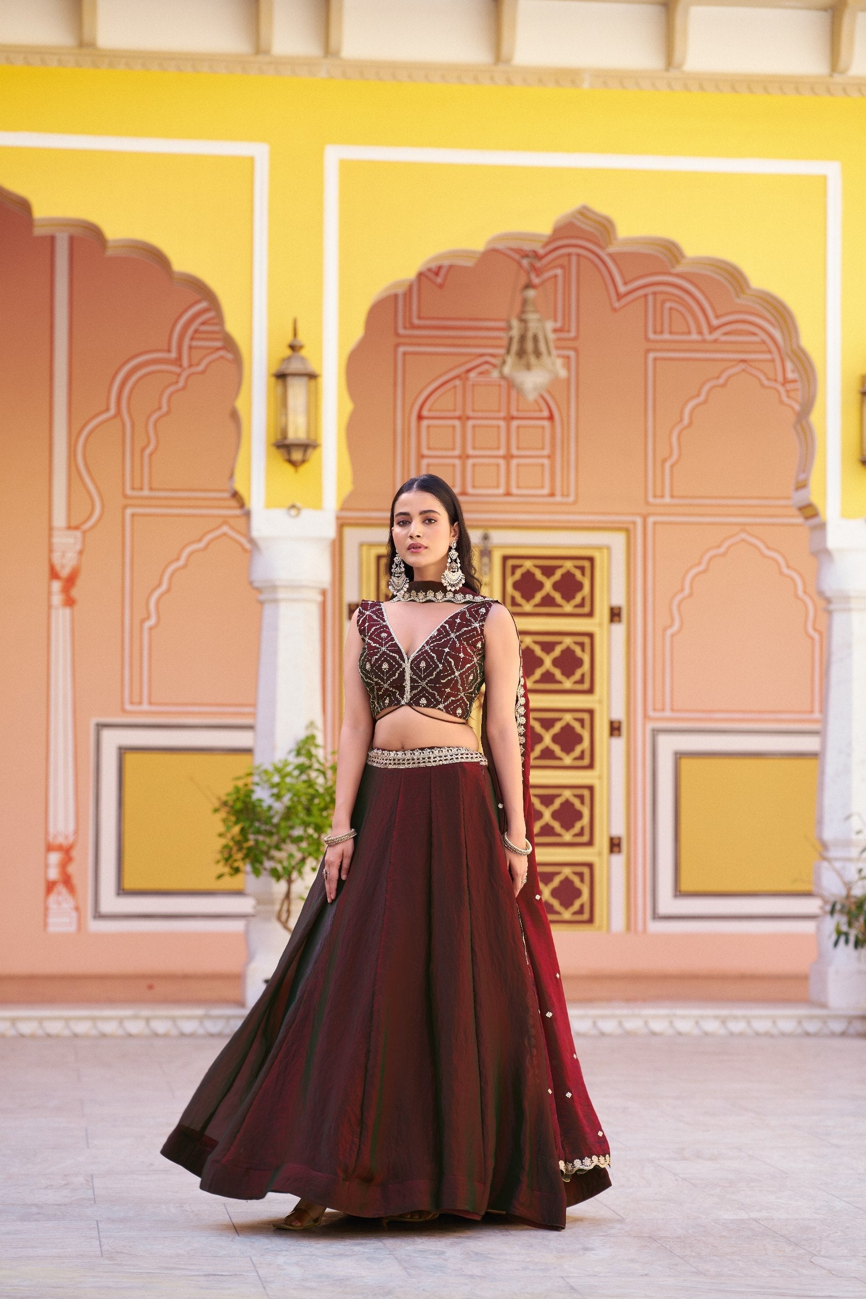 Maroon Designer Sequins Lehenga Set