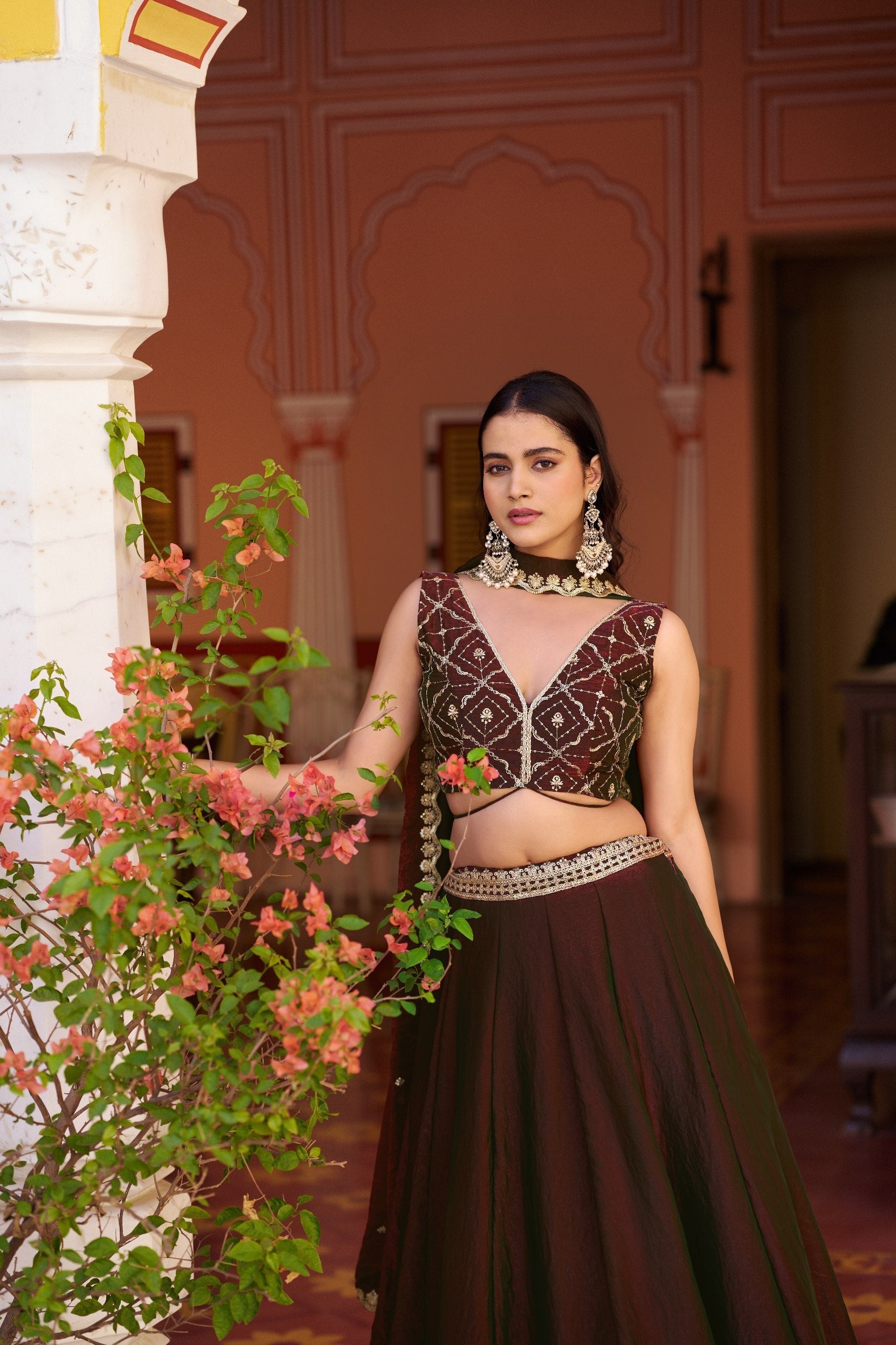 Maroon Designer Sequins Lehenga Set