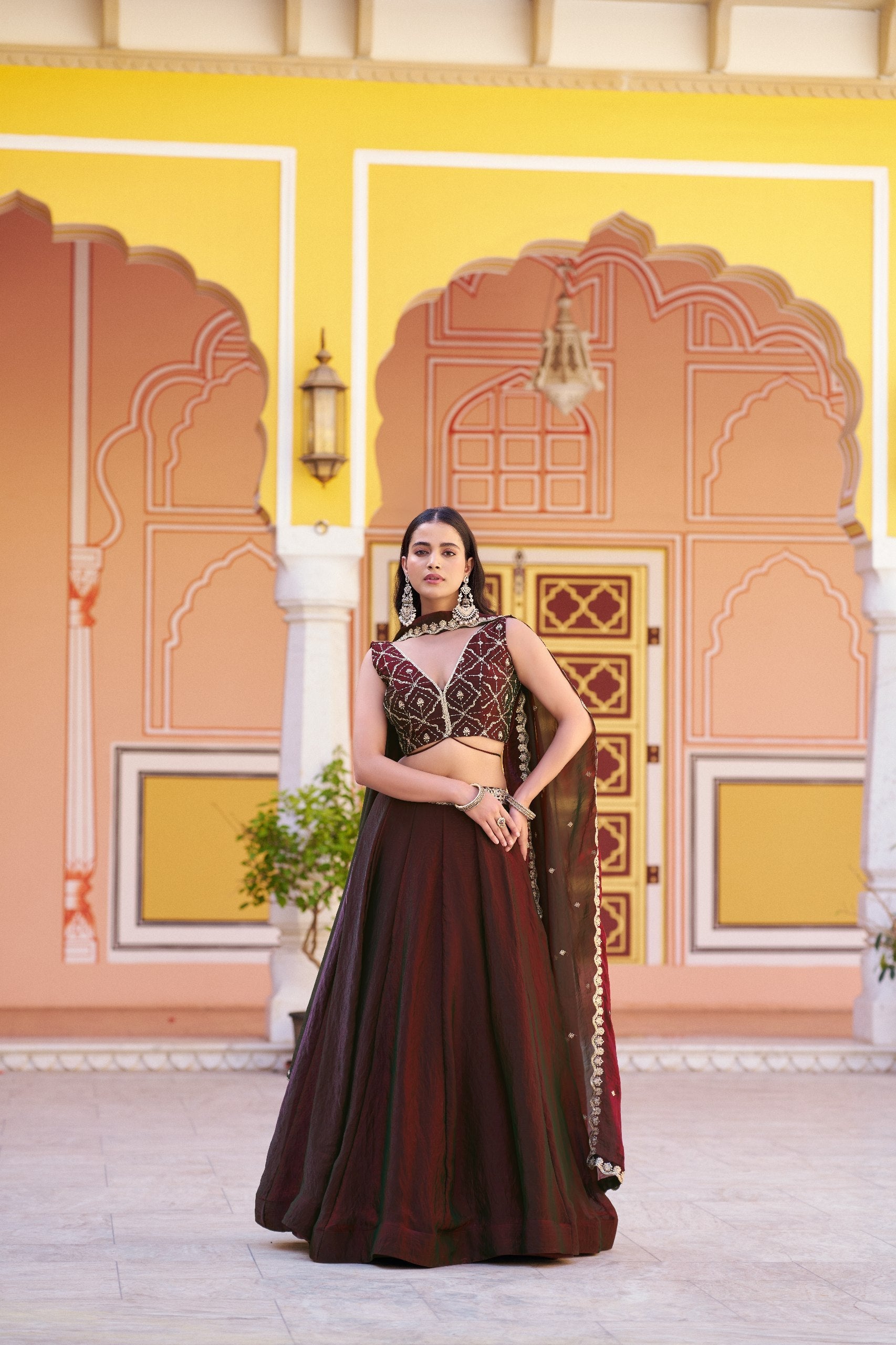 Maroon Designer Sequins Lehenga Set