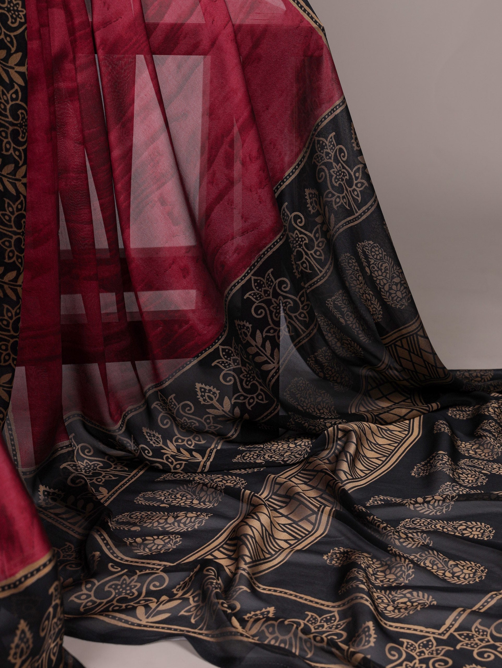 Maroon Elegant Rangoli Silk Printed Saree with Matching Unstitched Blouse – Lightweight & Stylish Daily/Festive Wear