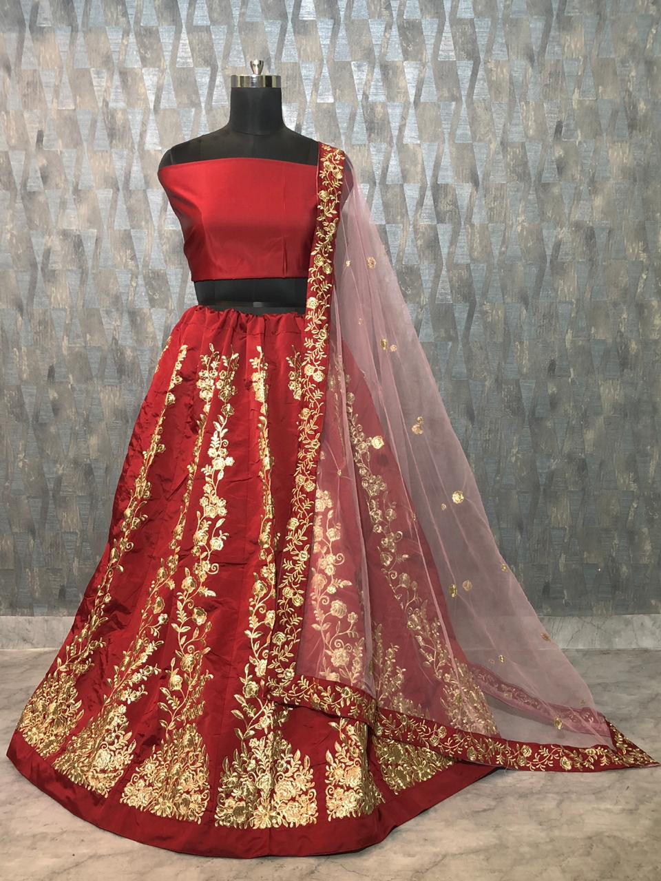Maroon Elegant Tapeta Silk Lehenga Set