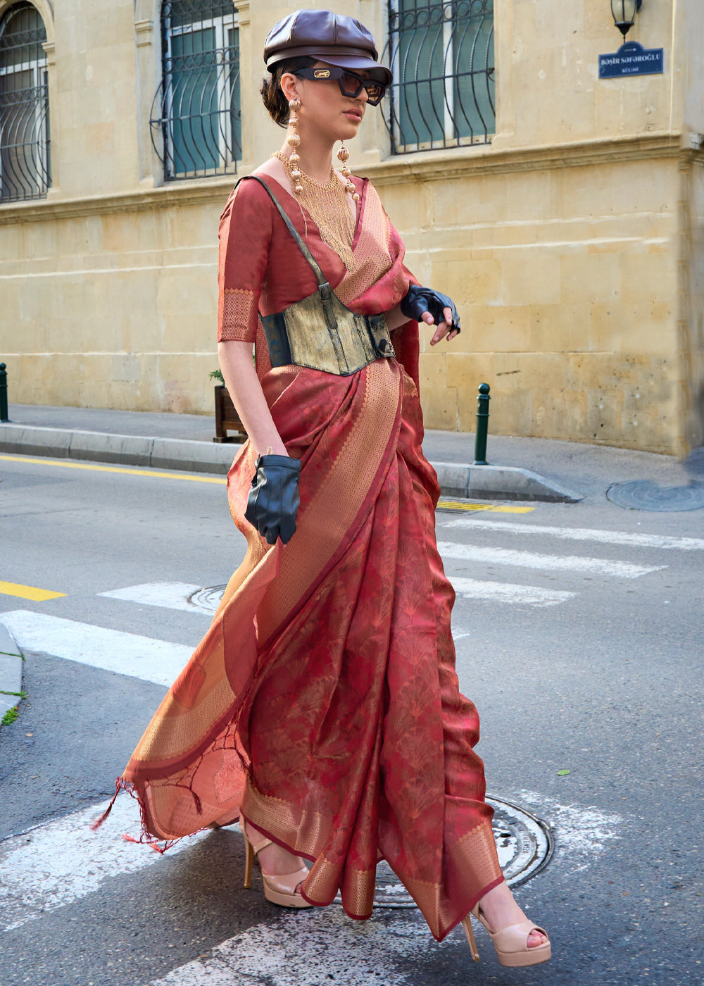Maroon Ethereal Organza Silk Saree – Graceful & Glamorous Drape