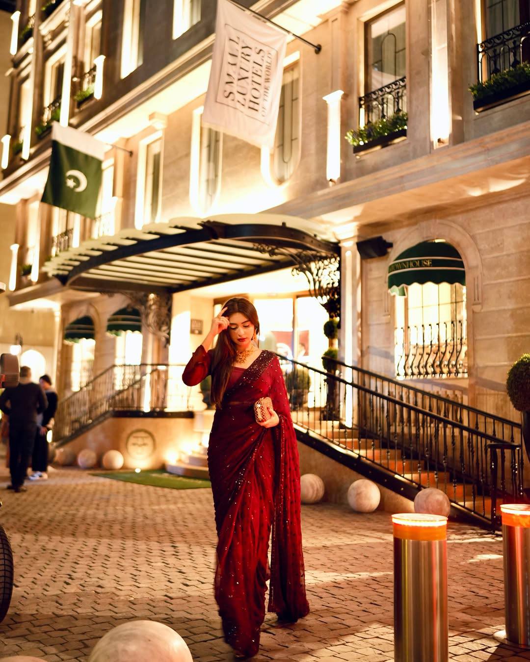 Maroon Georgette Sequins Work Saree with Matching Unstitched Georgette Blouse – Premium Party & Festive Wear