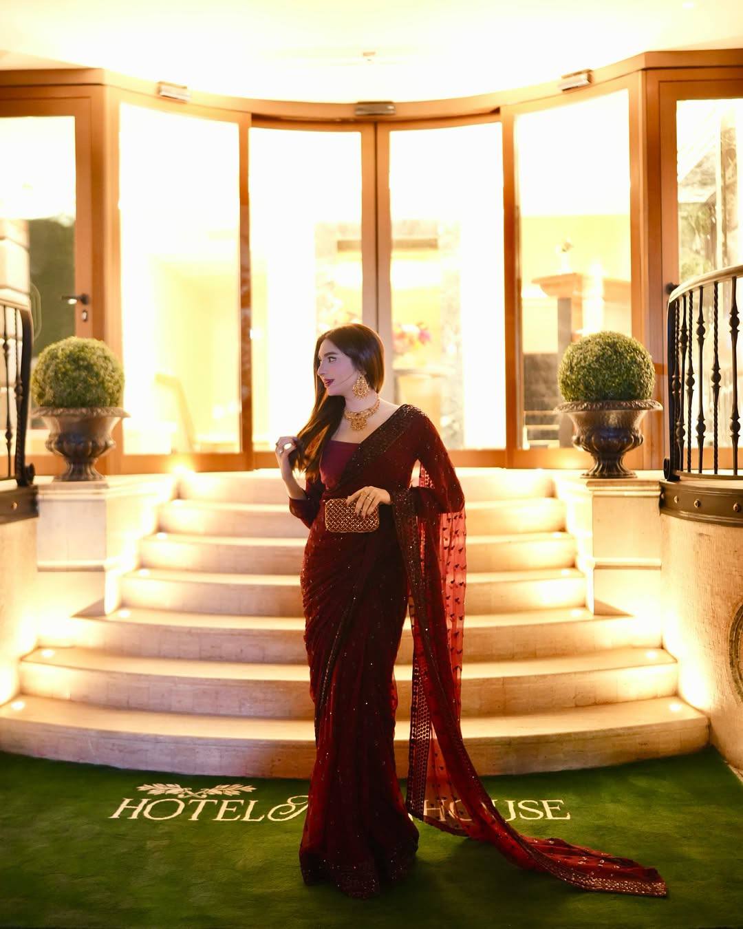 Maroon Georgette Sequins Work Saree with Matching Unstitched Georgette Blouse – Premium Party & Festive Wear