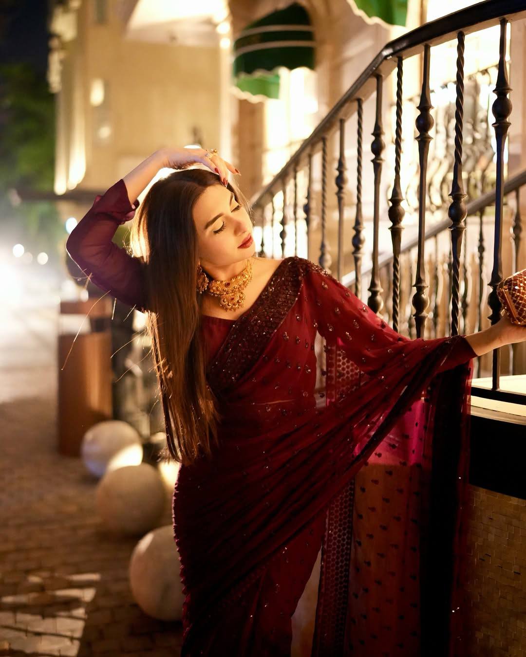 Maroon Georgette Sequins Work Saree with Matching Unstitched Georgette Blouse – Premium Party & Festive Wear