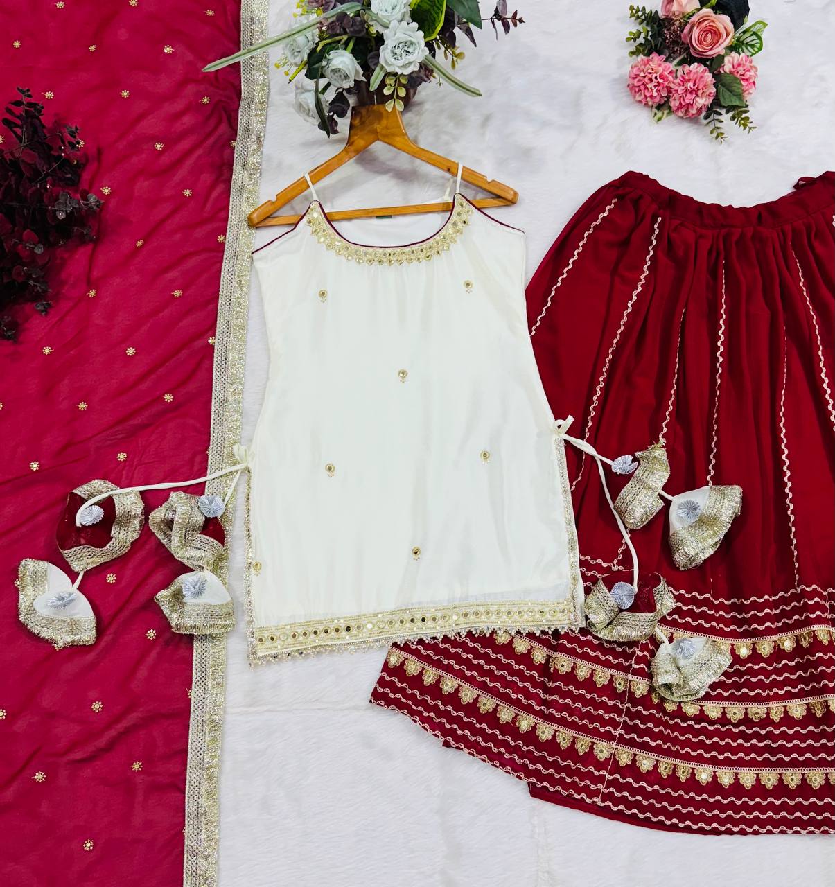 Maroon Graceful Embroidered Lehenga Set