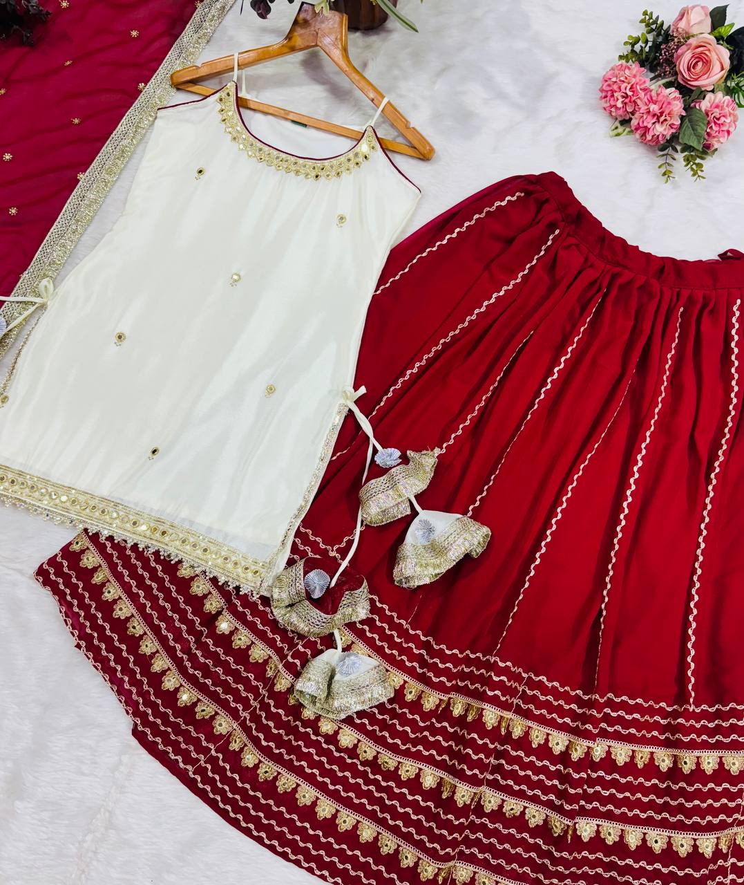 Maroon Graceful Embroidered Lehenga Set