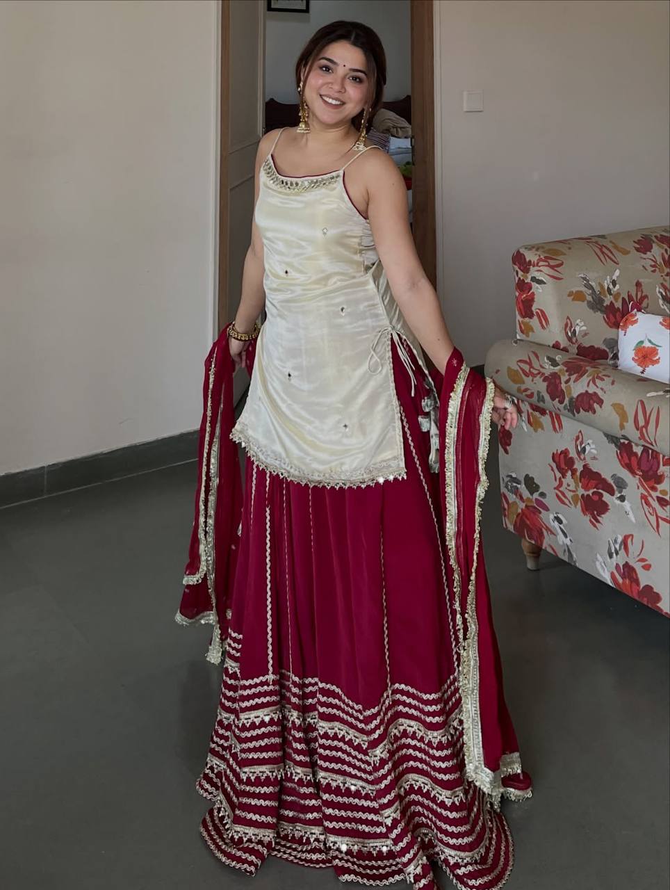 Maroon Graceful Embroidered Lehenga Set