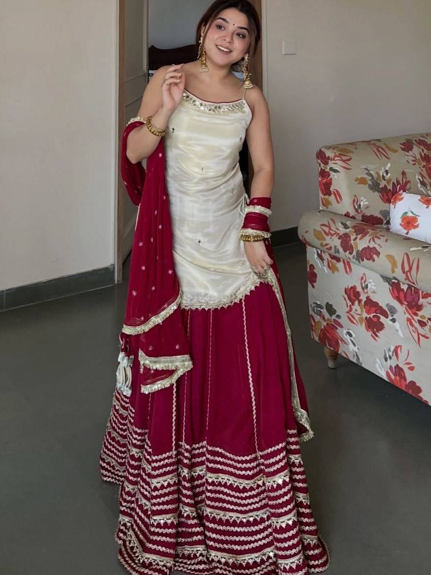 Maroon Graceful Embroidered Lehenga Set