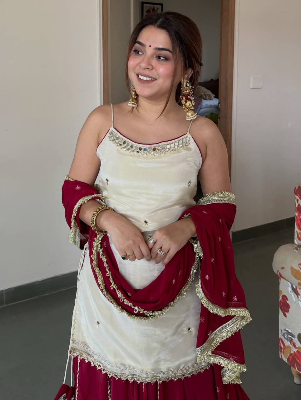 Maroon Graceful Embroidered Lehenga Set