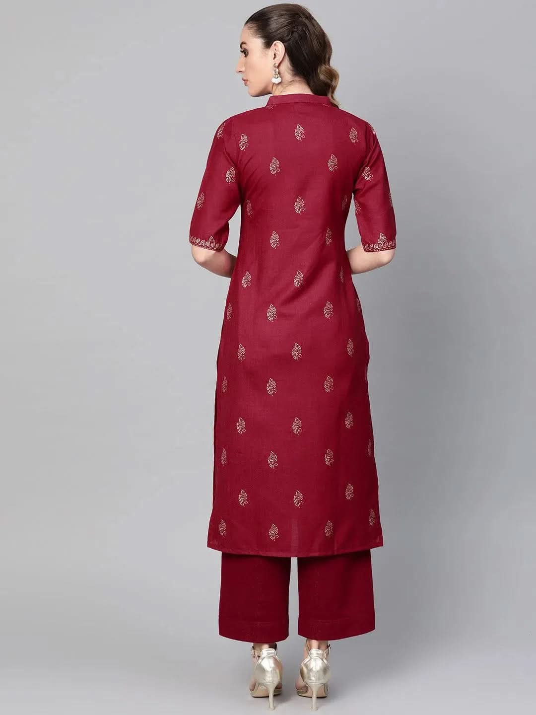 Anouk Maroon Printed Cotton Kurta