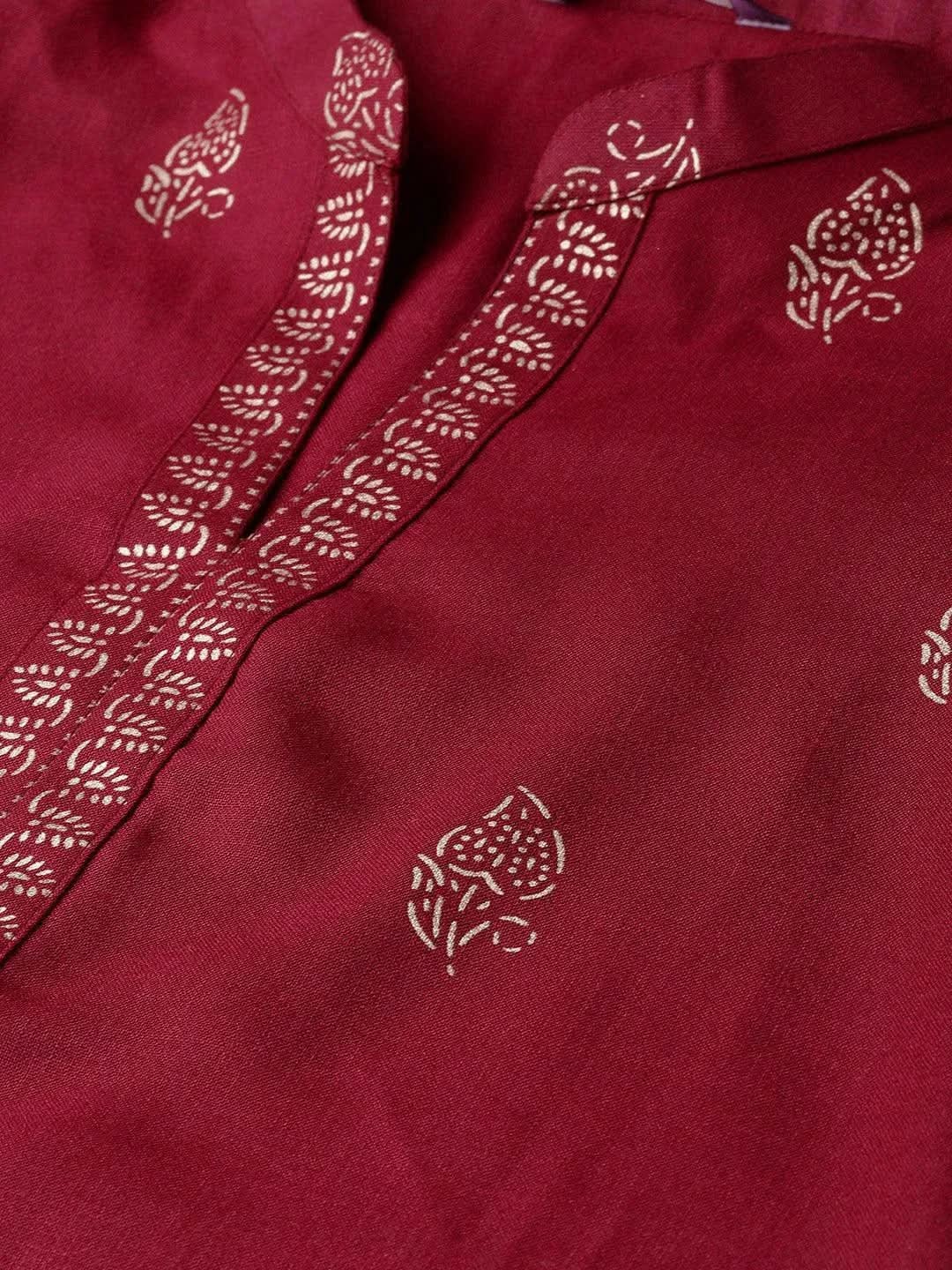 Anouk Maroon Printed Cotton Kurta