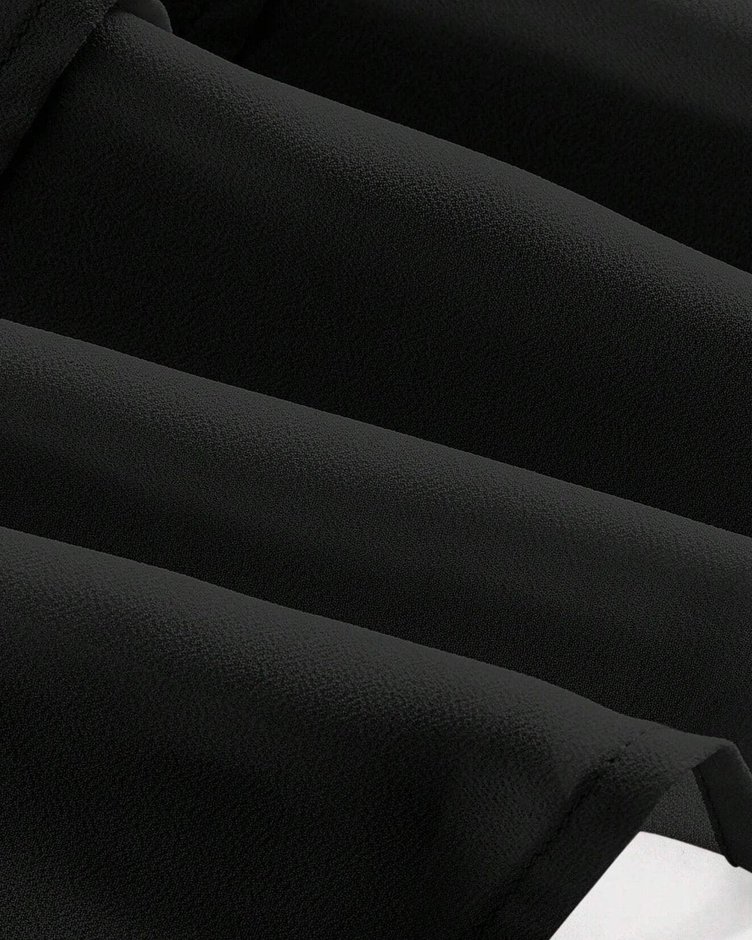 Bilayer Frill Shirred Waist Two Layer Black Skirt
