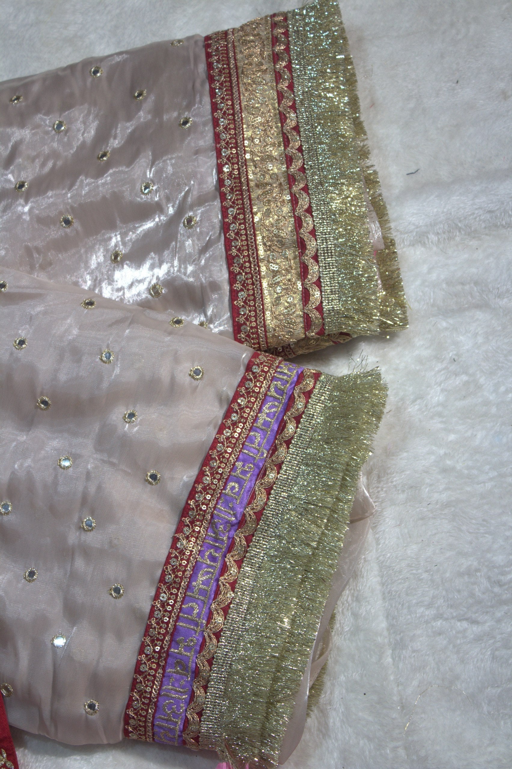 Mauve Designer Saree with Heavy Zari, Dori & Multi-Size Sequins Work | Bangalori Silk Blouse