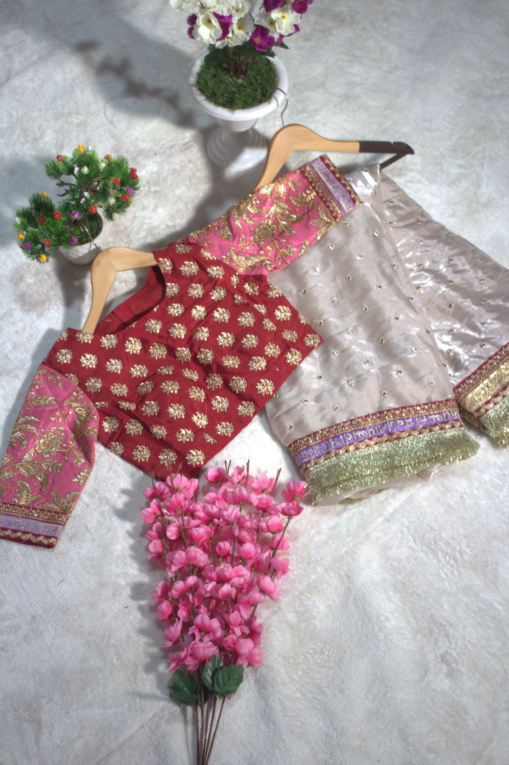 Mauve Designer Saree with Heavy Zari, Dori & Multi-Size Sequins Work | Bangalori Silk Blouse