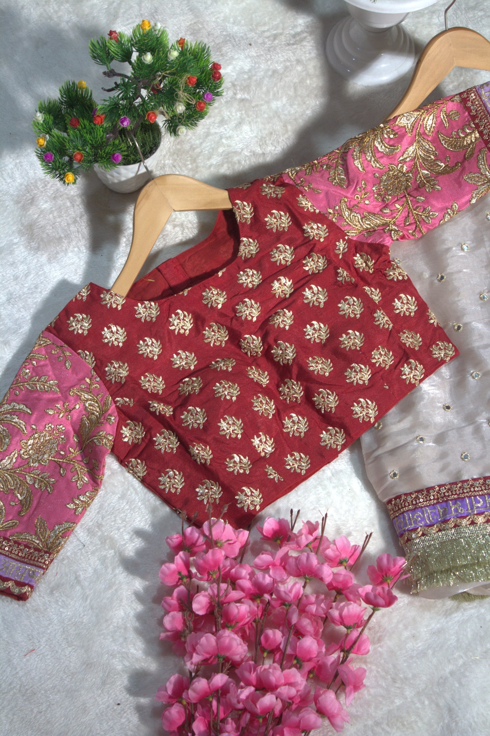 Mauve Designer Saree with Heavy Zari, Dori & Multi-Size Sequins Work | Bangalori Silk Blouse