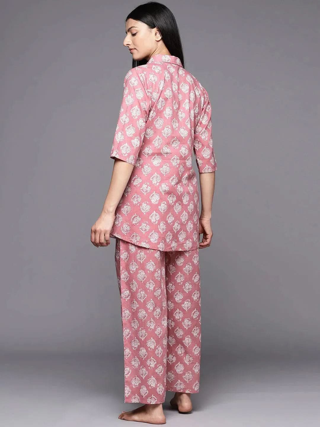 Anouk Mauve Printed Cotton Night Suit