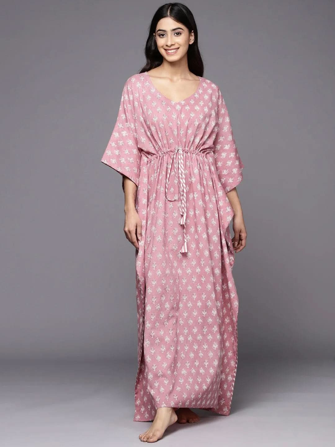 Anouk Mauve Printed Cotton Nightdress