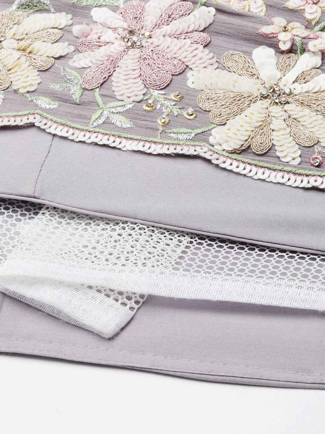 Mauve Pure Georgette Sequins with heavy Zarkan embroidery Semi-Stitched Lehenga choli & Dupatta