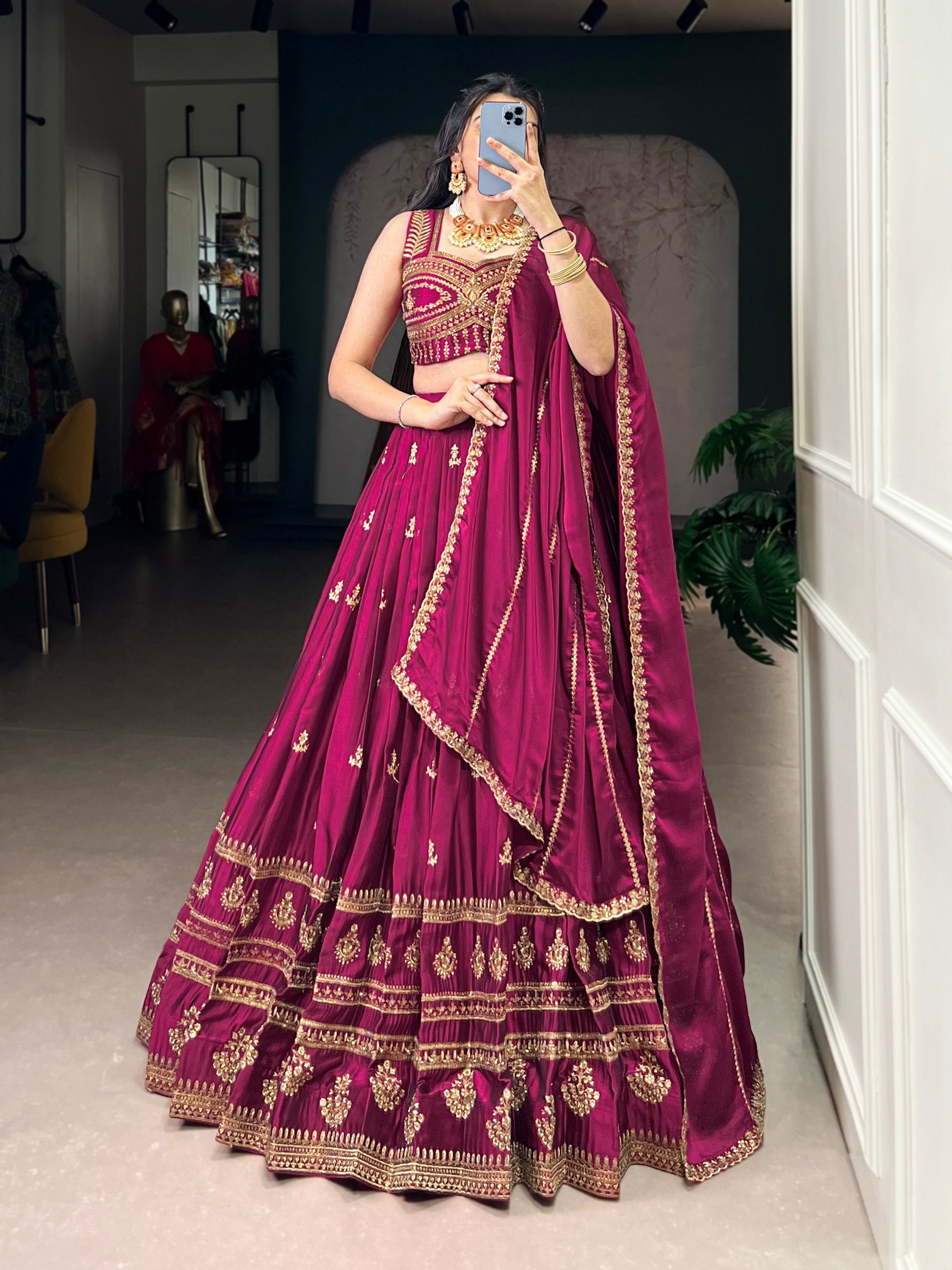 Meganta Sequins Embroidered Lehenga Set