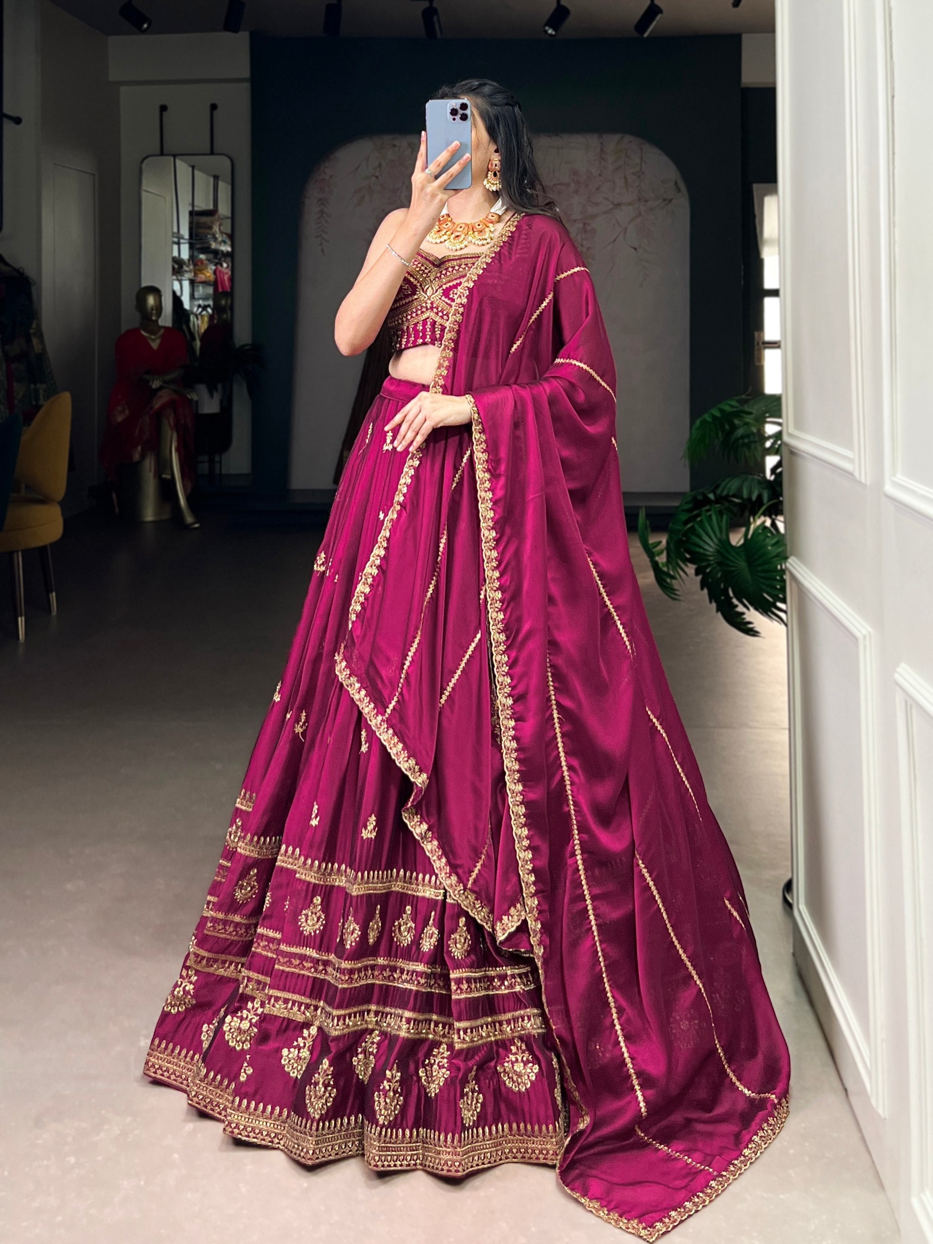 Meganta Sequins Embroidered Lehenga Set