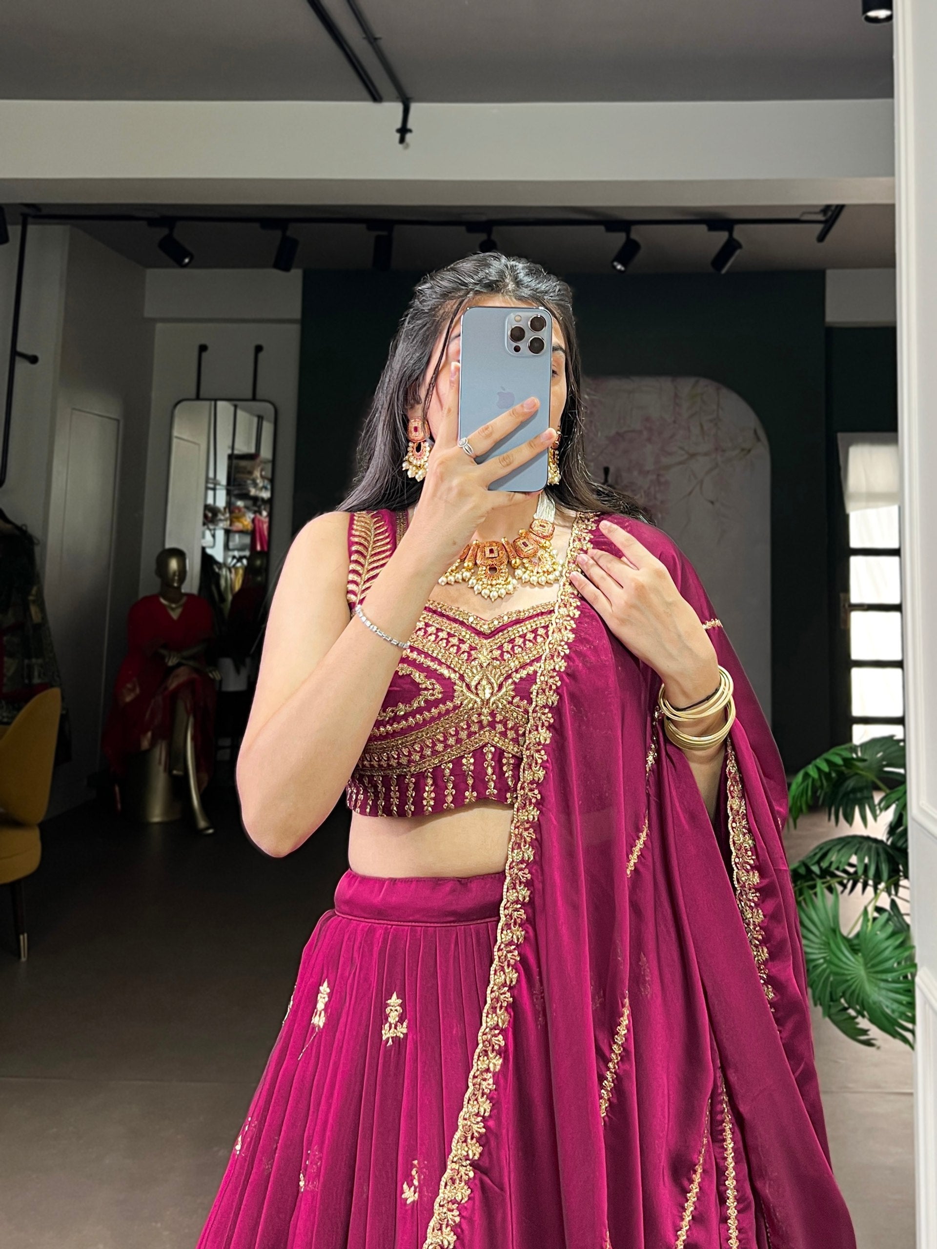Meganta Sequins Embroidered Lehenga Set
