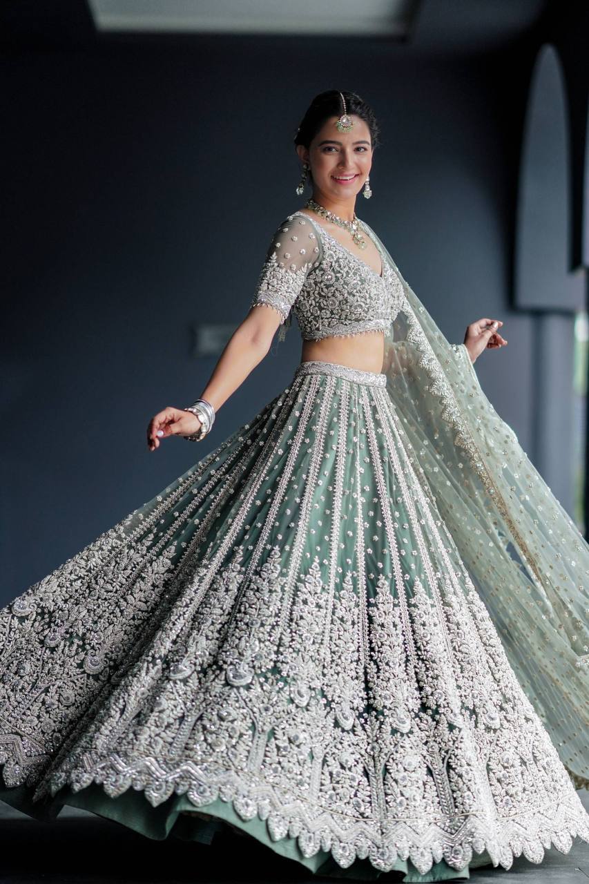 Milky Festive Must-Have Classic Indian Net Lehenga Set