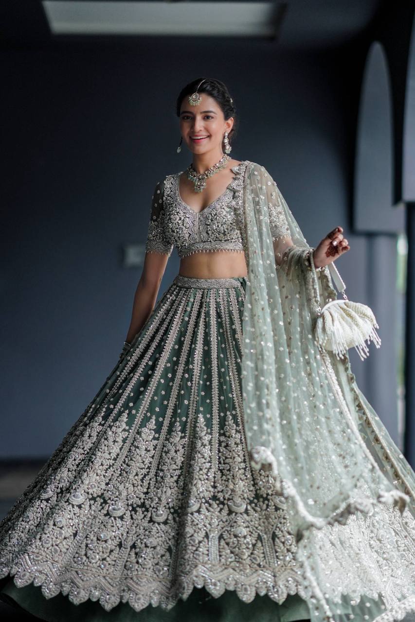 Milky Festive Must-Have Classic Indian Net Lehenga Set