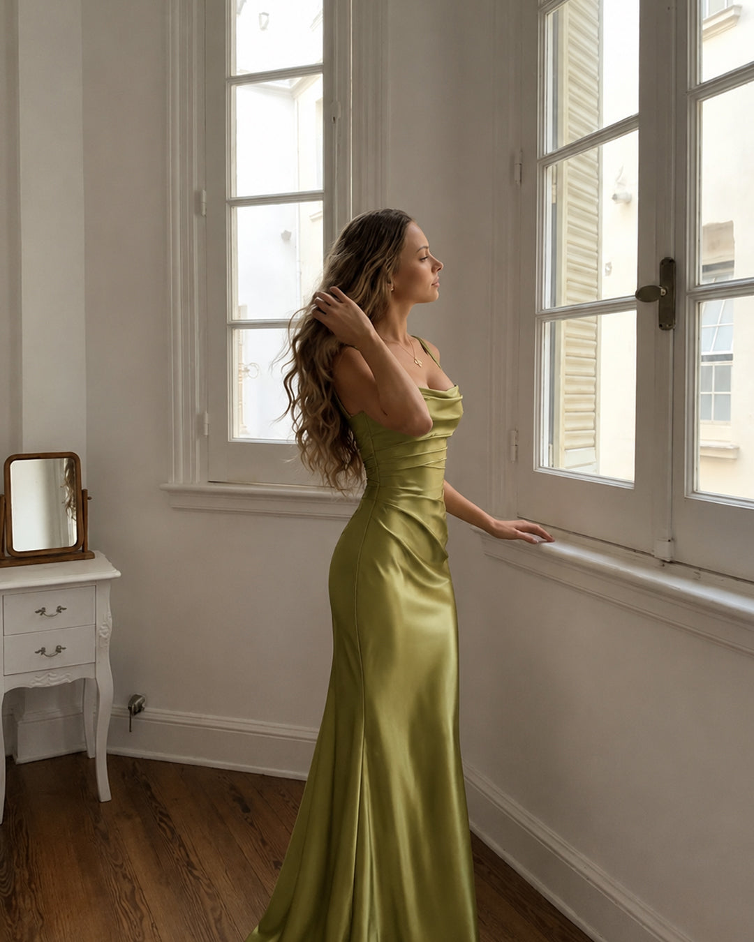 Sleeveless Fitted Maxi Dress in Sage Green