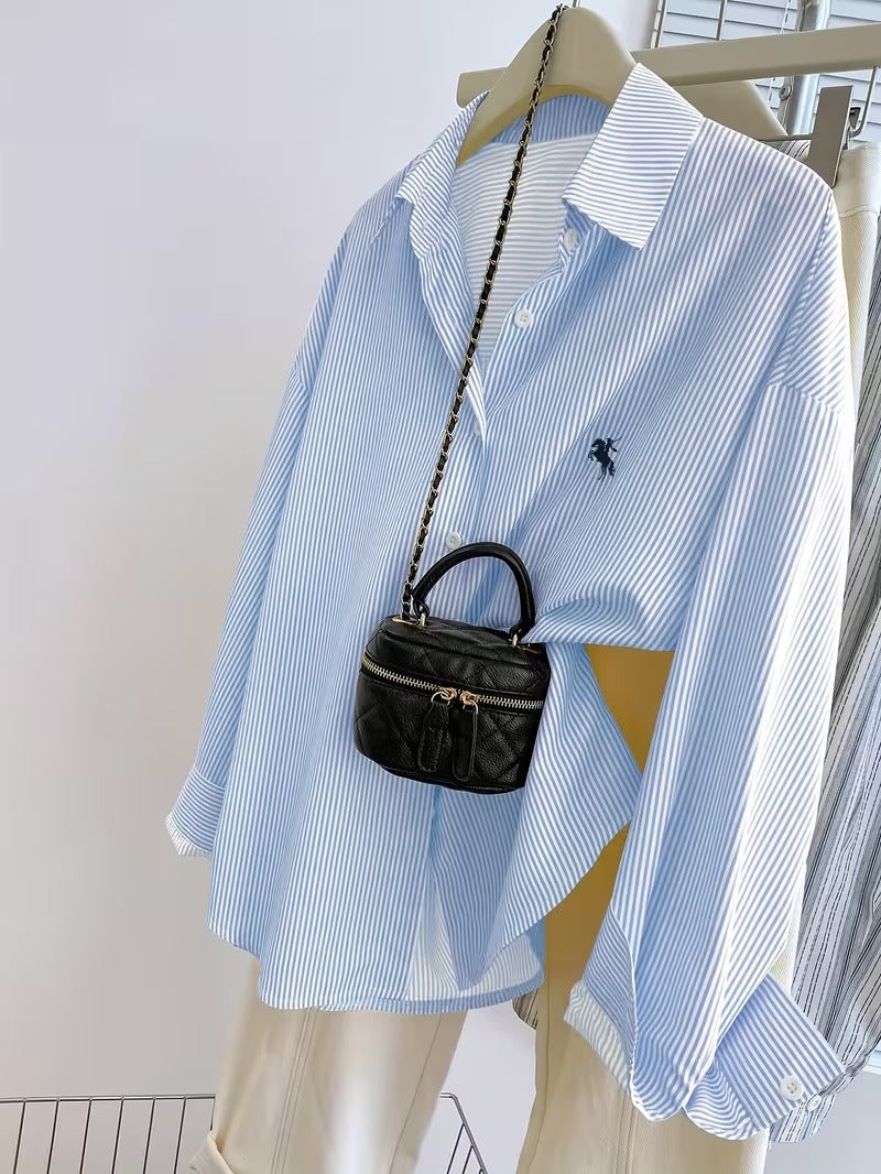 Women’s Striped Button-Front Casual Long Sleeve Shirt