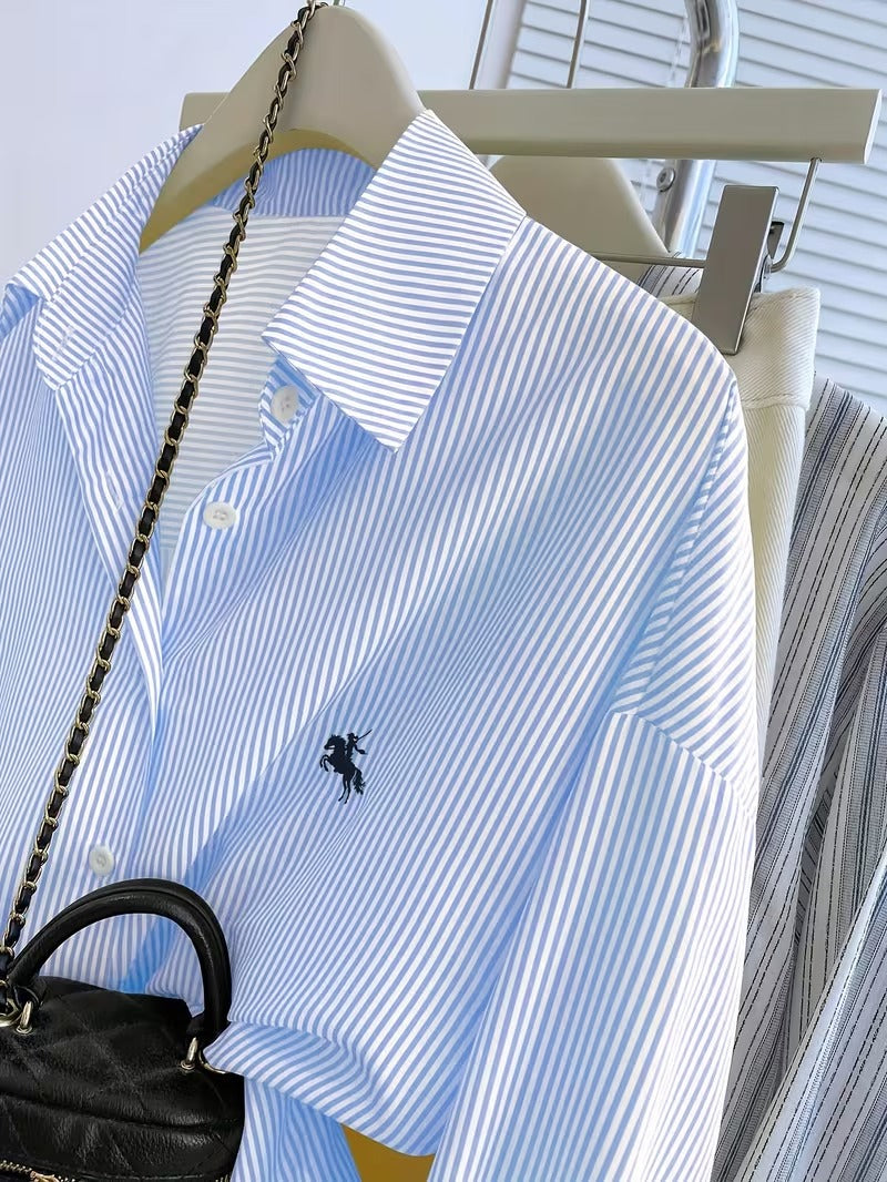 Women’s Striped Button-Front Casual Long Sleeve Shirt