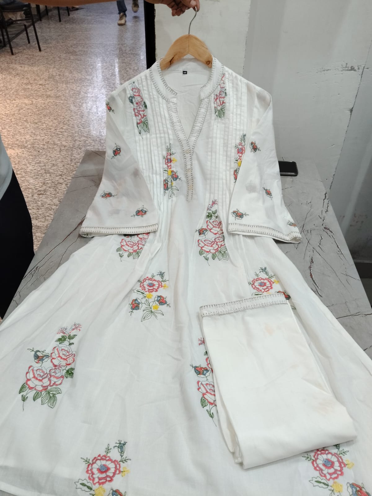 Mul Mul Cotton A-line Kurta Set with Plazo