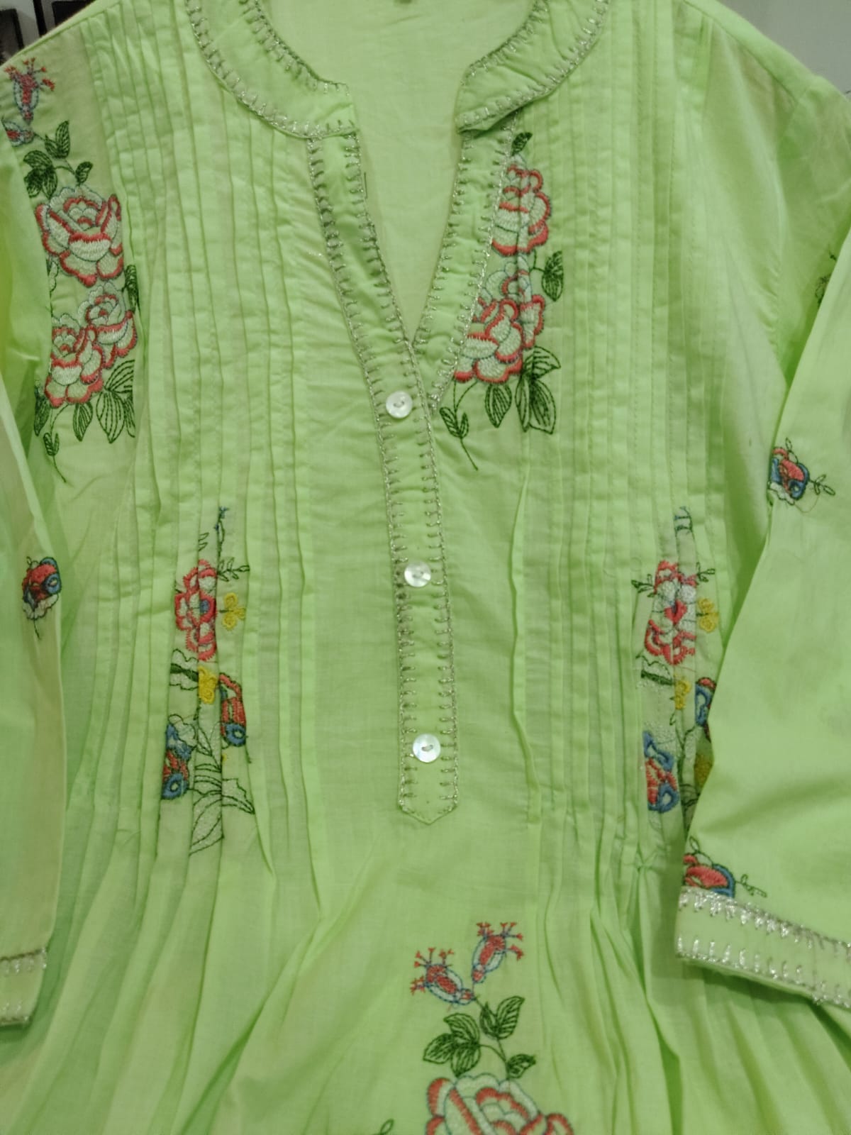 Mul Mul Cotton A-line Kurta Set with Plazo