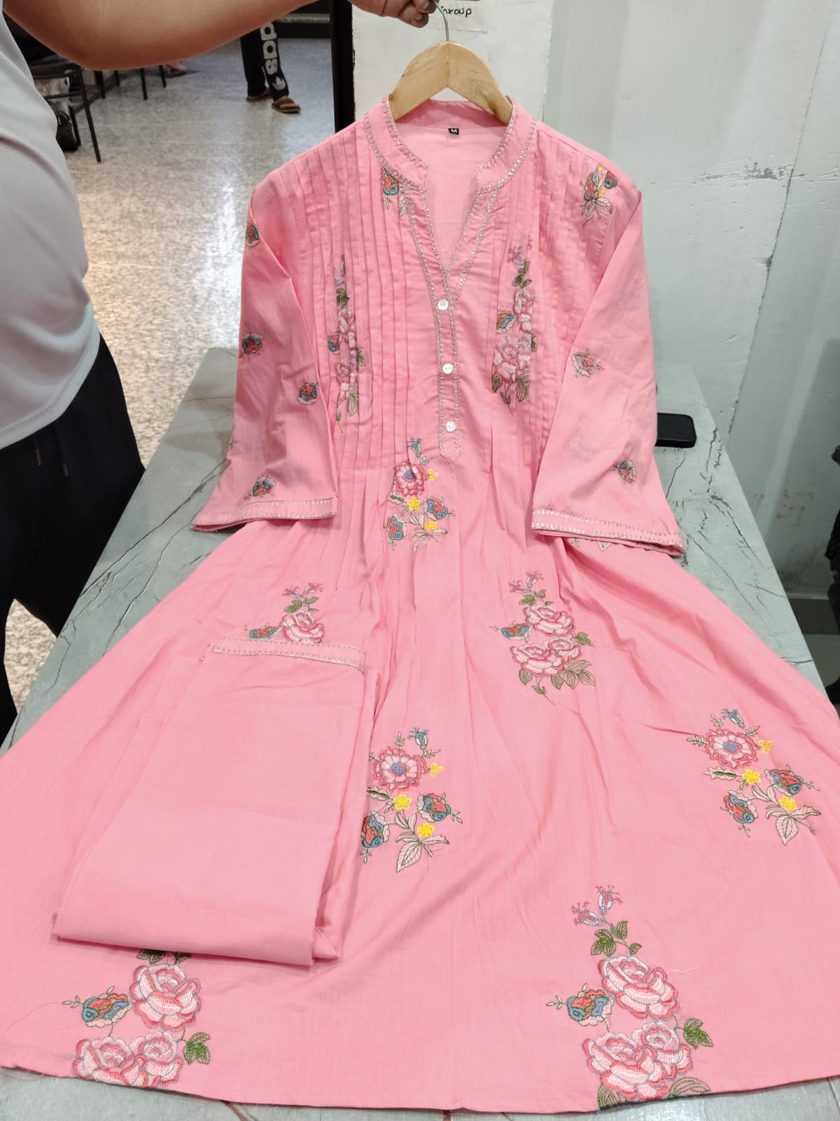 Mul Mul Cotton A-line Kurta Set with Plazo