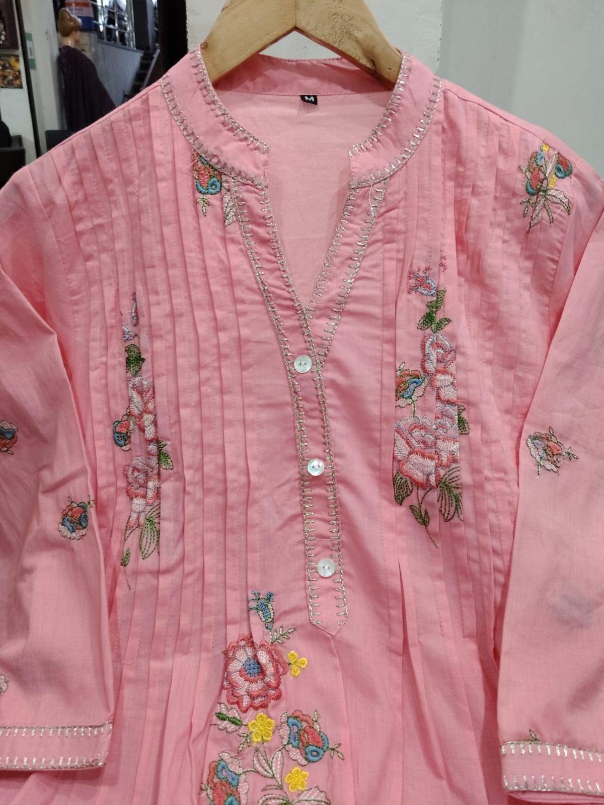 Mul Mul Cotton A-line Kurta Set with Plazo