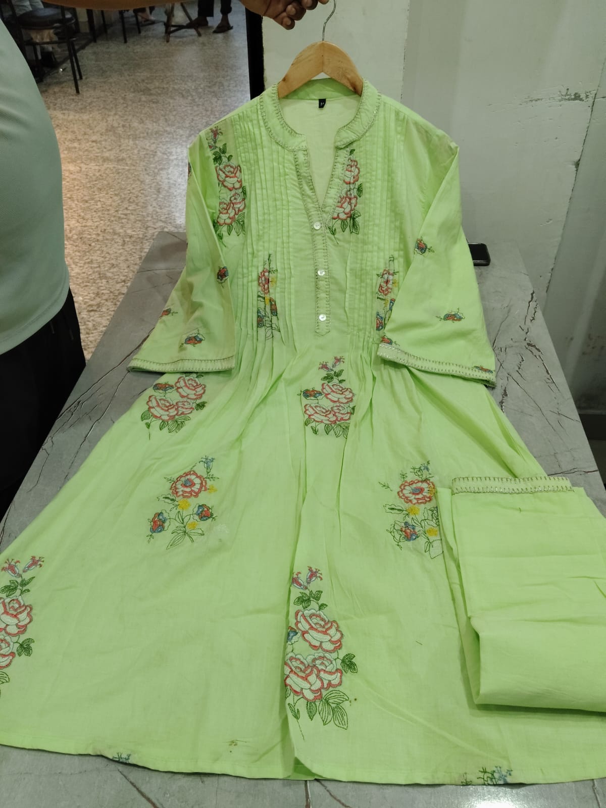 Mul Mul Cotton A-line Kurta Set with Plazo