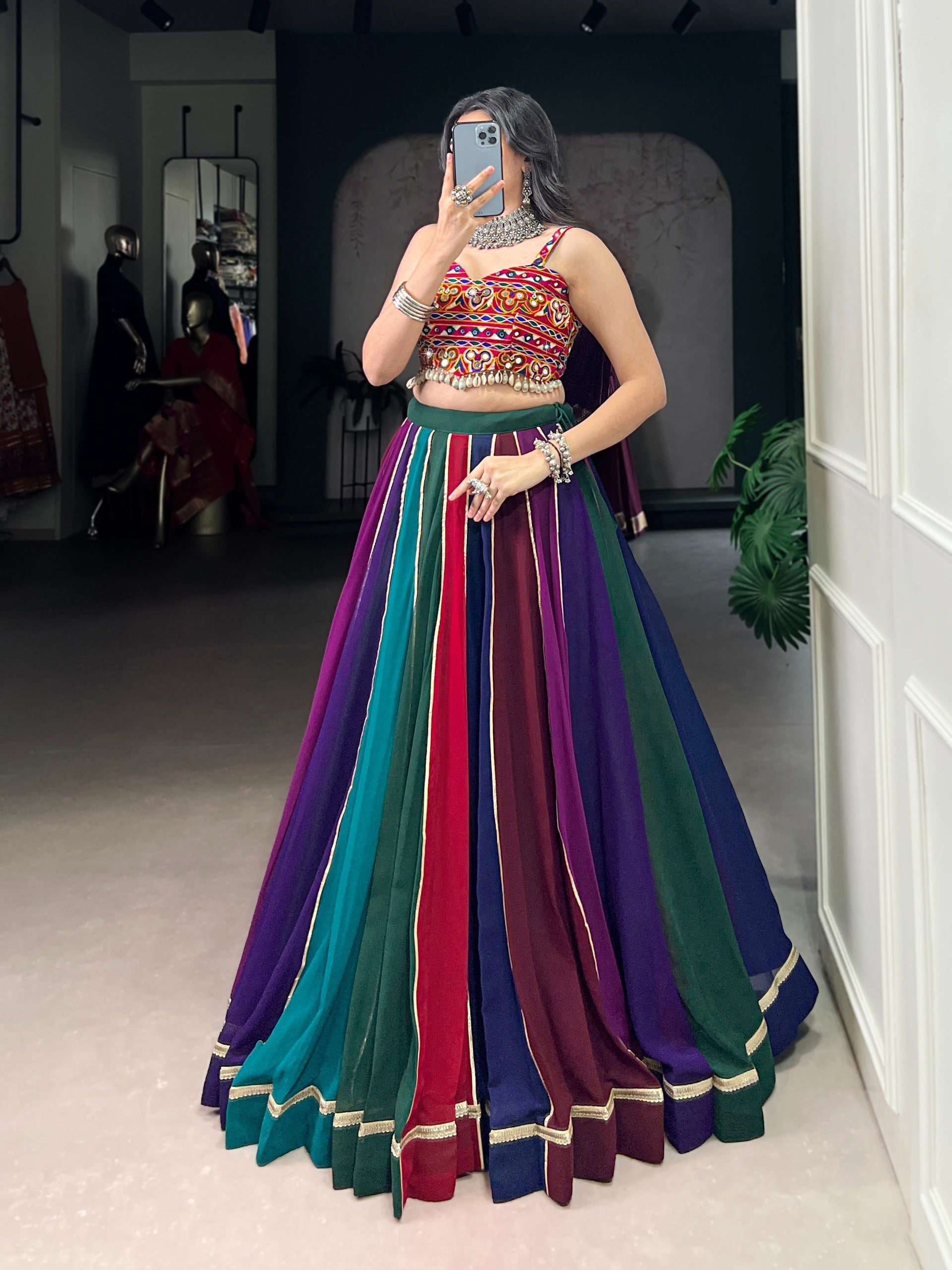 Multi-Color Lehenga & Mirror Work Blouse