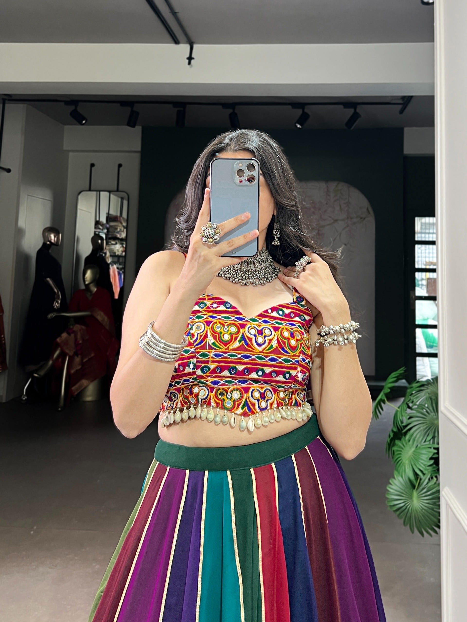 Multi-Color Lehenga & Mirror Work Blouse