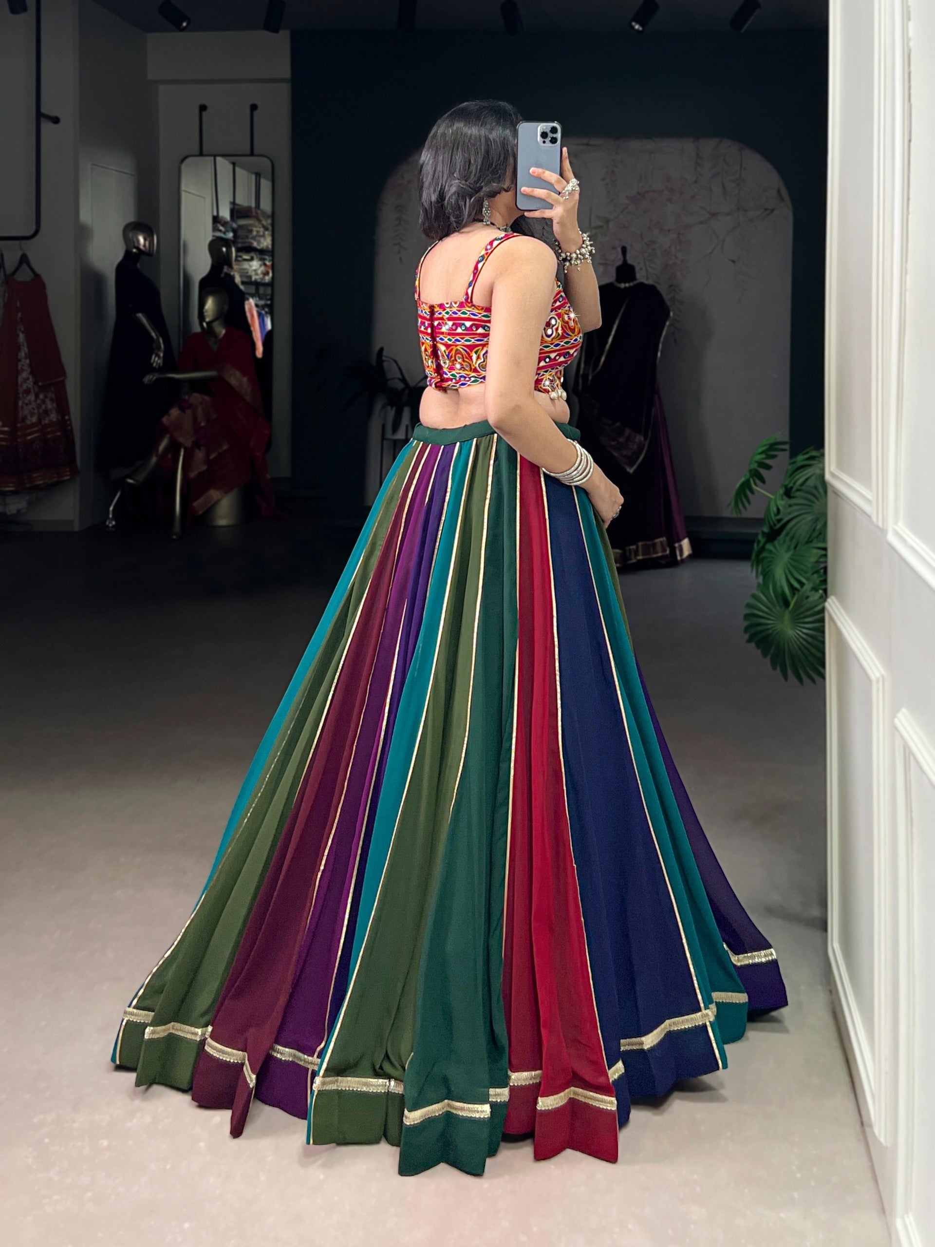 Multi-Color Lehenga & Mirror Work Blouse