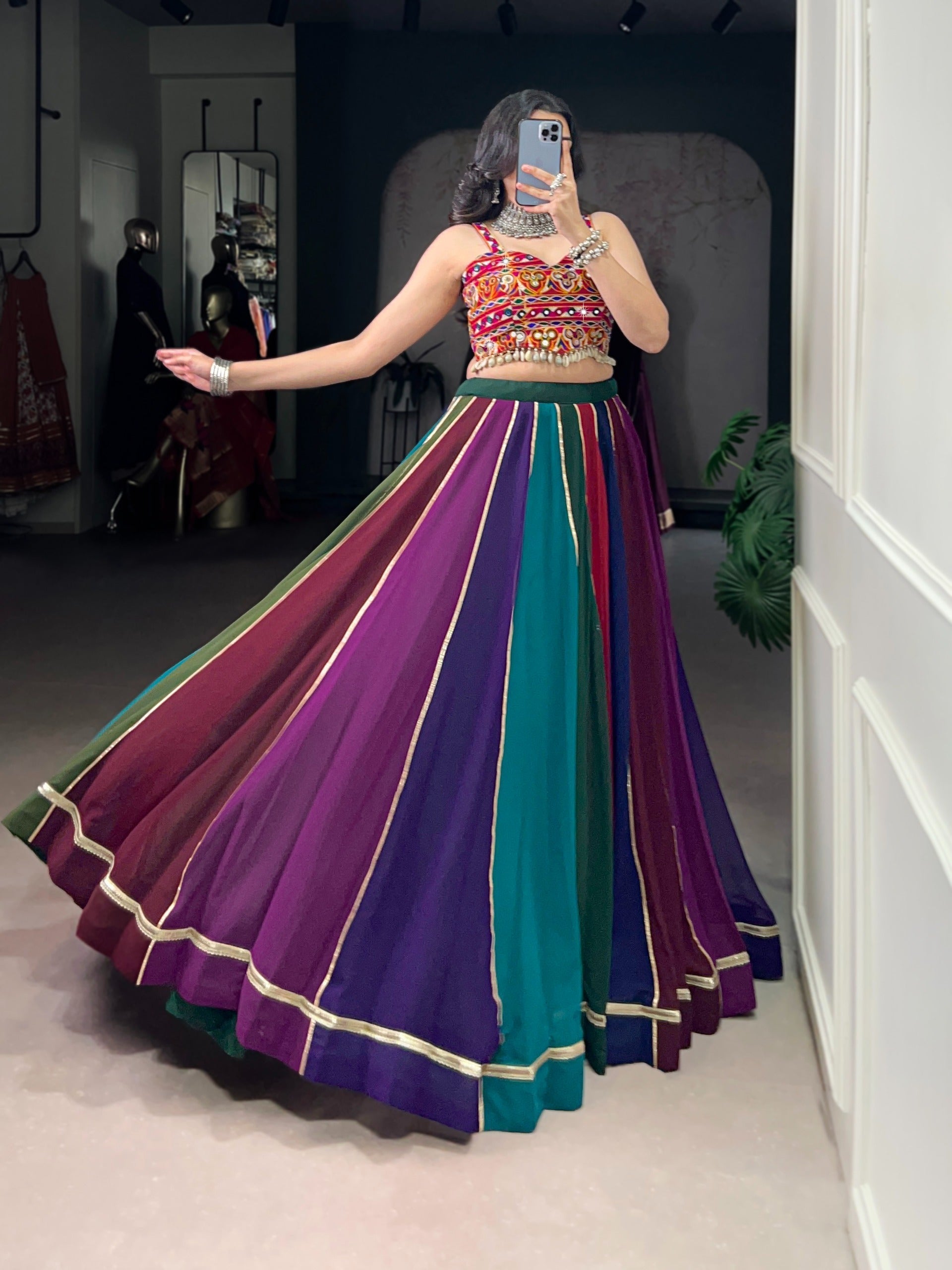Multi-Color Lehenga & Mirror Work Blouse