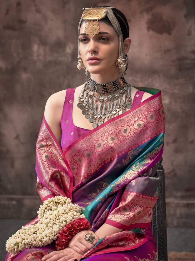Multi Colour Graceful Art Silk Printed Handloom Saree with Unstitched Blouse Piece