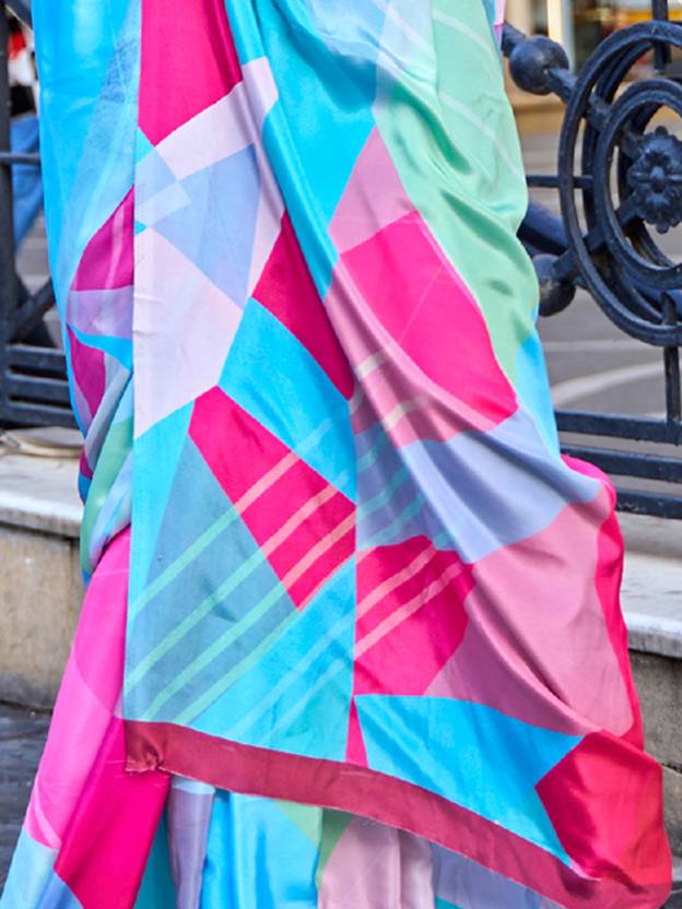 Multi Colour Printed Elegant Crepe Silk Saree with Digital Print – Party & Traditional Wear
