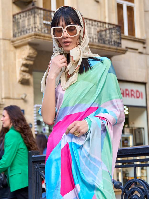 Multi Colour Printed Elegant Crepe Silk Saree with Digital Print – Party & Traditional Wear