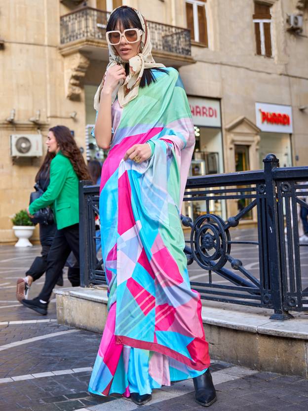 Multi Colour Printed Elegant Crepe Silk Saree with Digital Print – Party & Traditional Wear