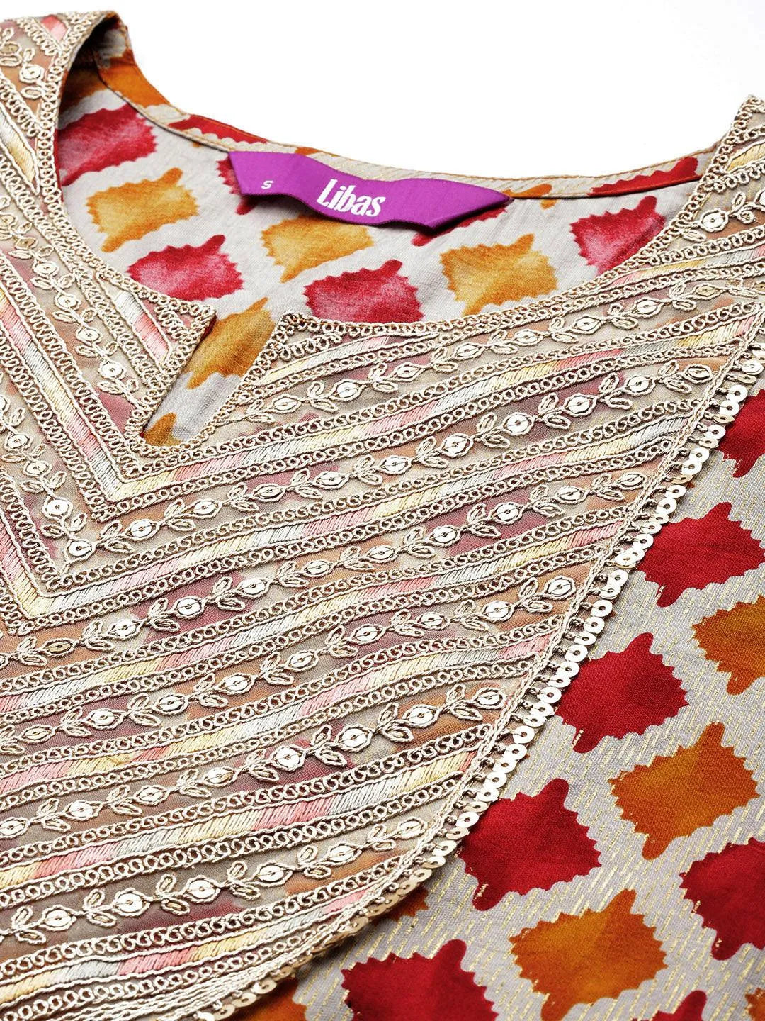 Anouk Multicoloured Printed Silk Blend Straight Suit With Dupatta