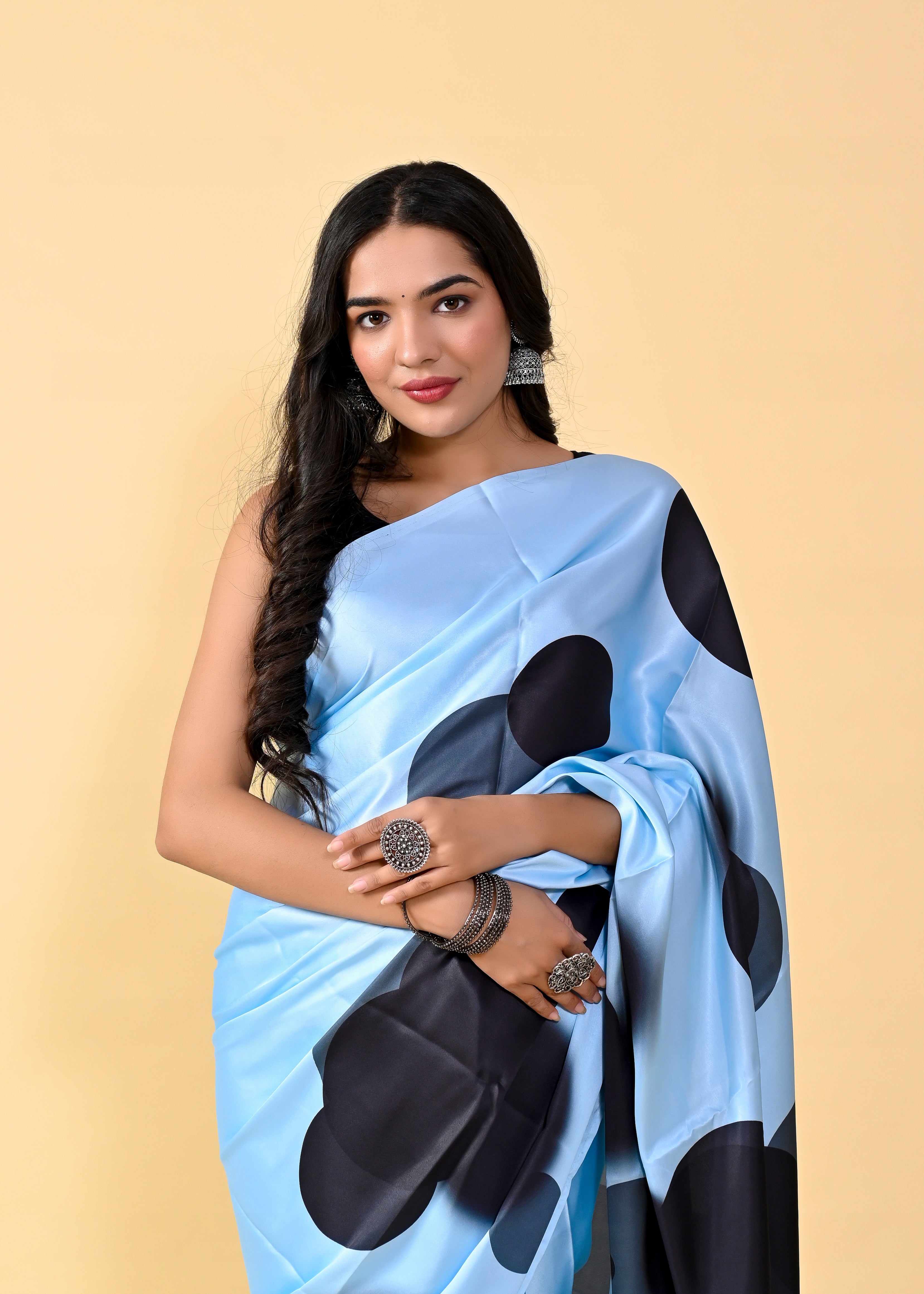 Multicolor Kalamkari Digital Printed Heavy Satin Silk Saree with Silk Blouse