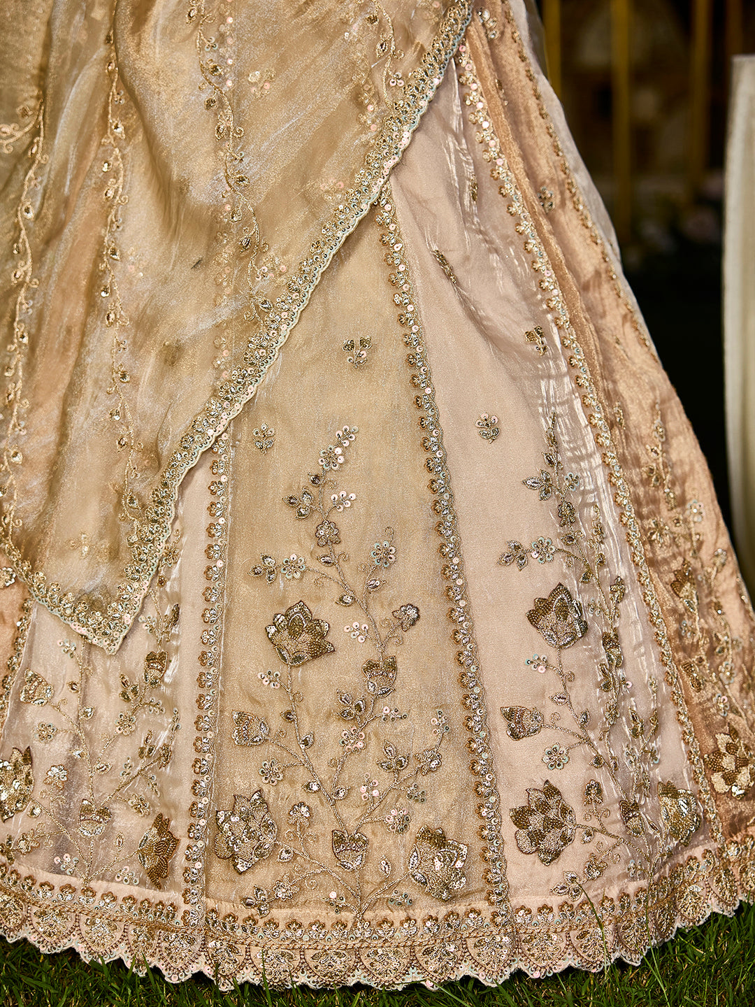 Multicolor Satin Silk Beads & Sequins Embroidered Lehenga Choli with Matching Dupatta – 3.5 Meter Flair, Fully Stitched